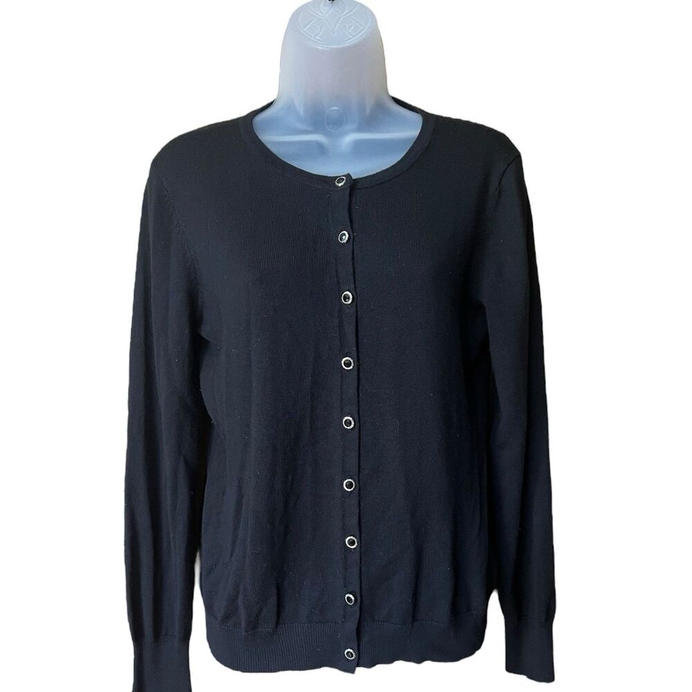 Select + Trend Black Cardigan Sz M Faceted Buttons Twee Dark Academia Classic